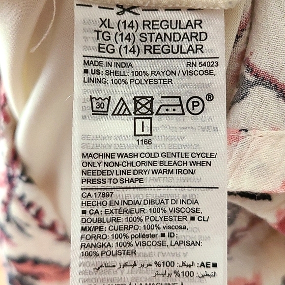 ⭐️3/ $30⭐️ Old Navy Midi Dress Pink Floral Print Cream 3/4 Sleeves Sz 14 Reg - Picture 8 of 11